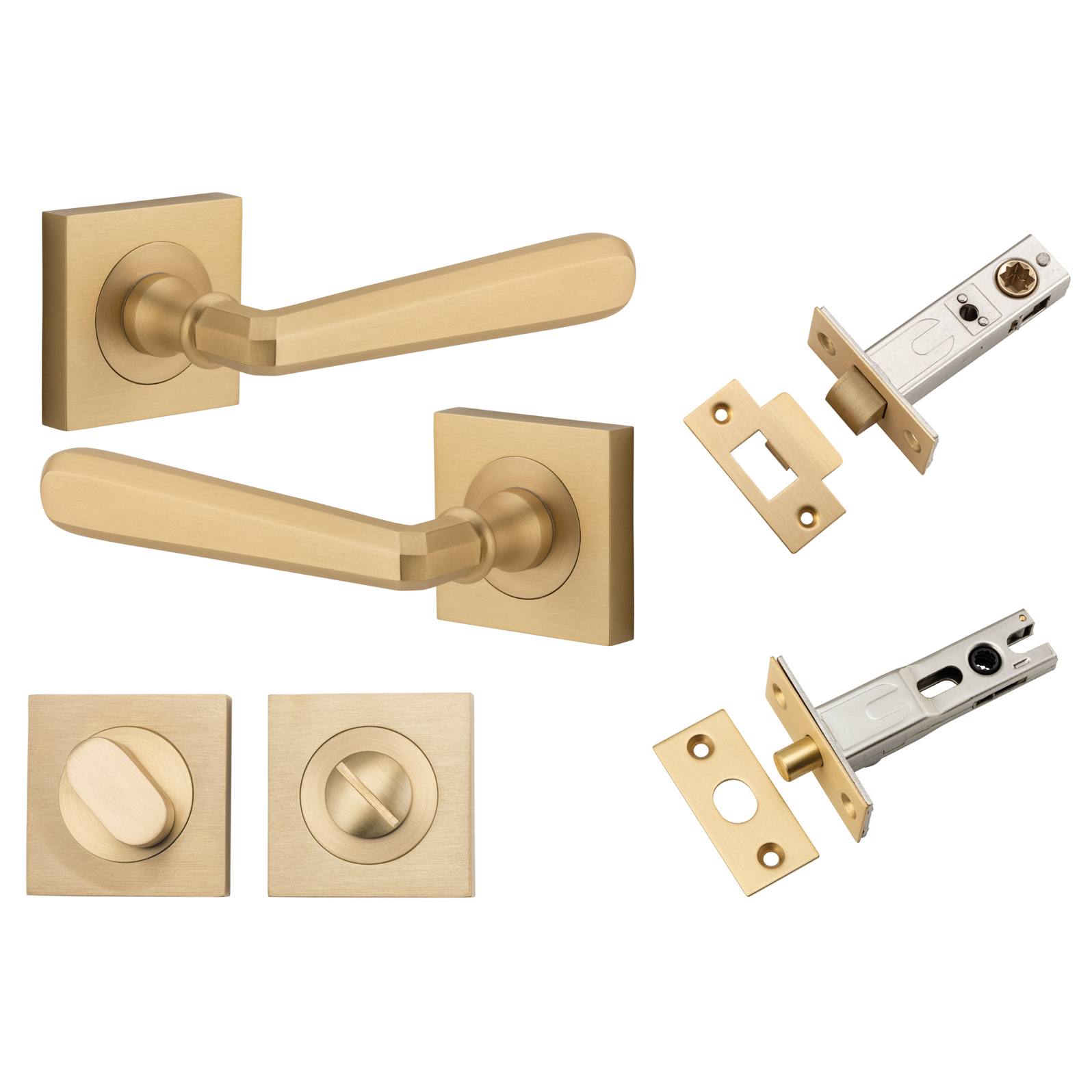 Copenhagen Lever Square Rose Privacy Kit w Separate Privacy Turn Brushed Brass