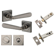 Copenhagen Lever Square Rose Privacy Kit w Separate Privacy Turn Distressed Nickel