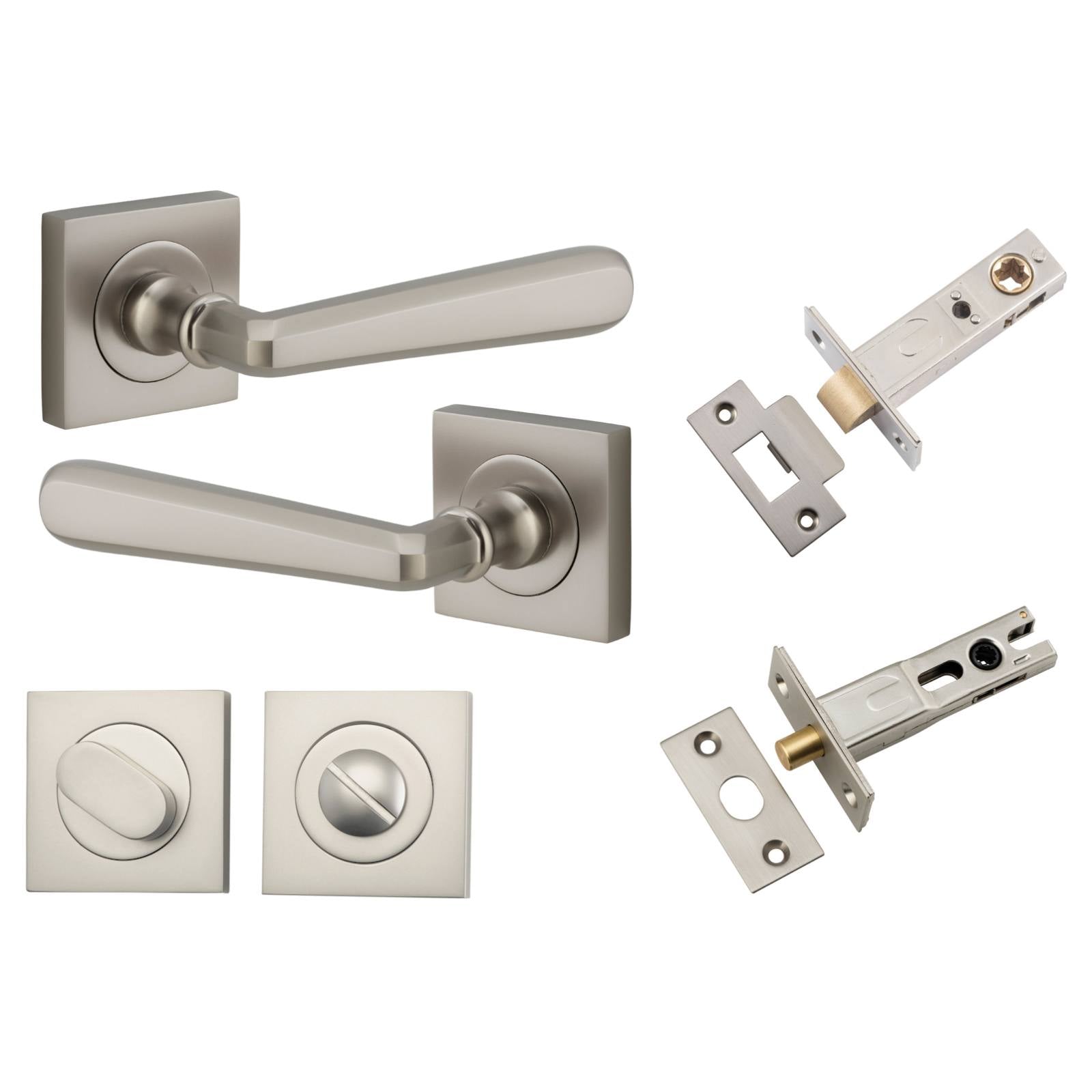 Copenhagen Lever Square Rose Privacy Kit w Separate Privacy Turn Satin Nickel