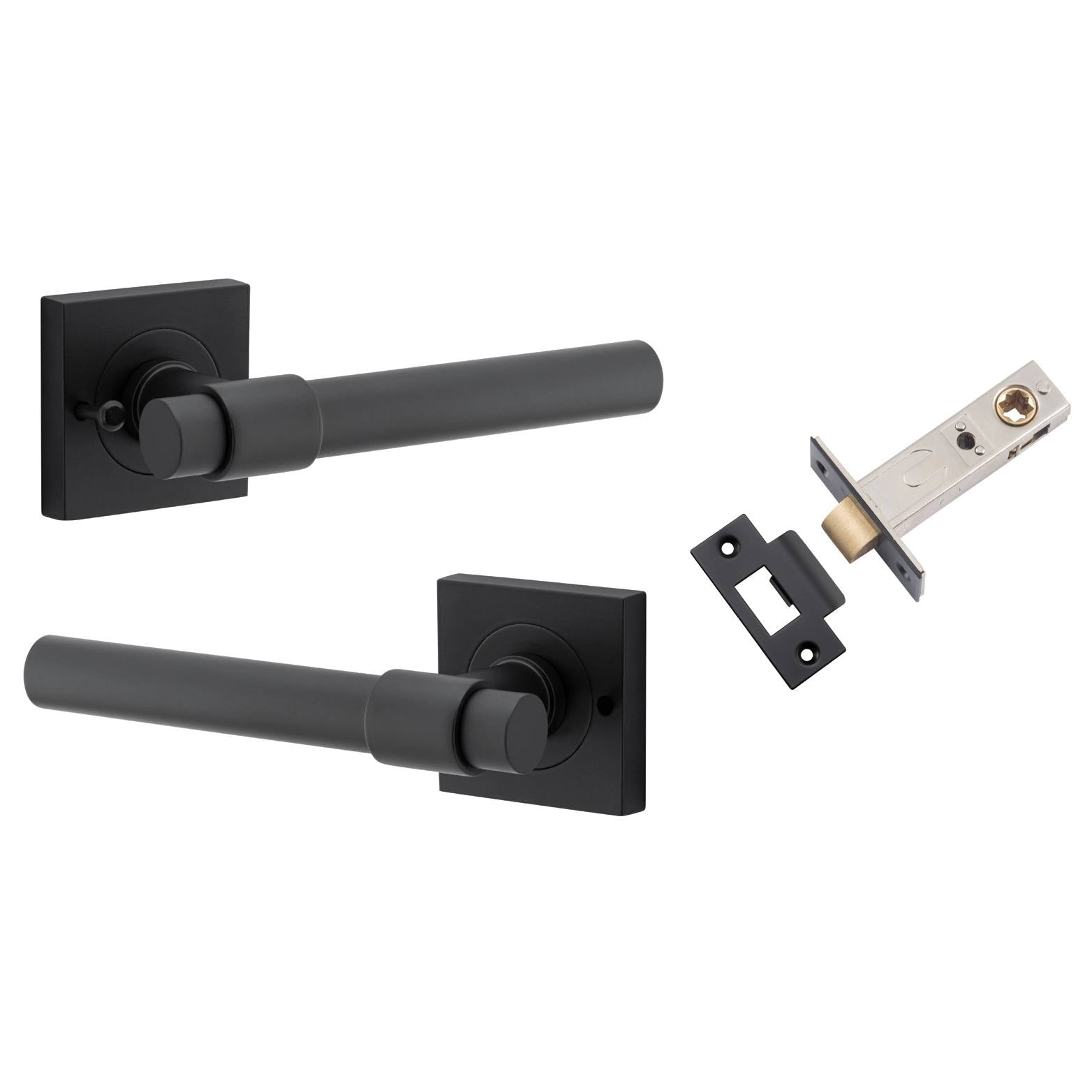 Helsinki Lever Square Rose (Inbuilt Privacy) Matt Black