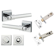 Helsinki Lever Square Rose Privacy Kit w Separate Privacy Turn Polished Chrome