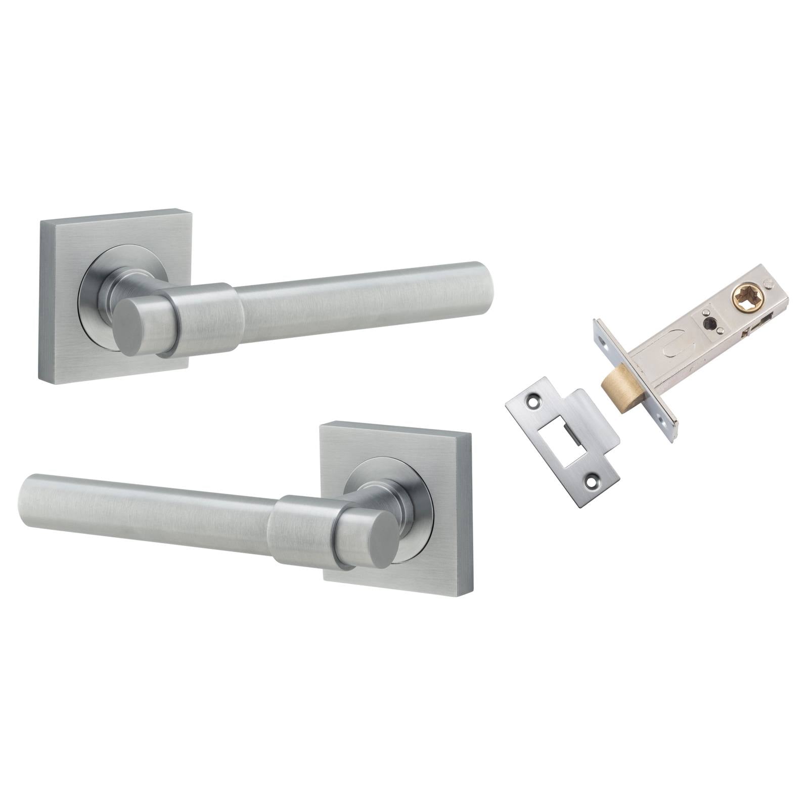 Helsinki Lever Square Rose Passage Kit Brushed Chrome