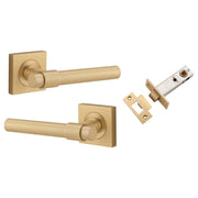 Helsinki Lever Square Rose Passage Kit Brushed Brass