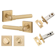 Helsinki Lever Square Rose Privacy Kit w Separate Privacy Turn Brushed Brass