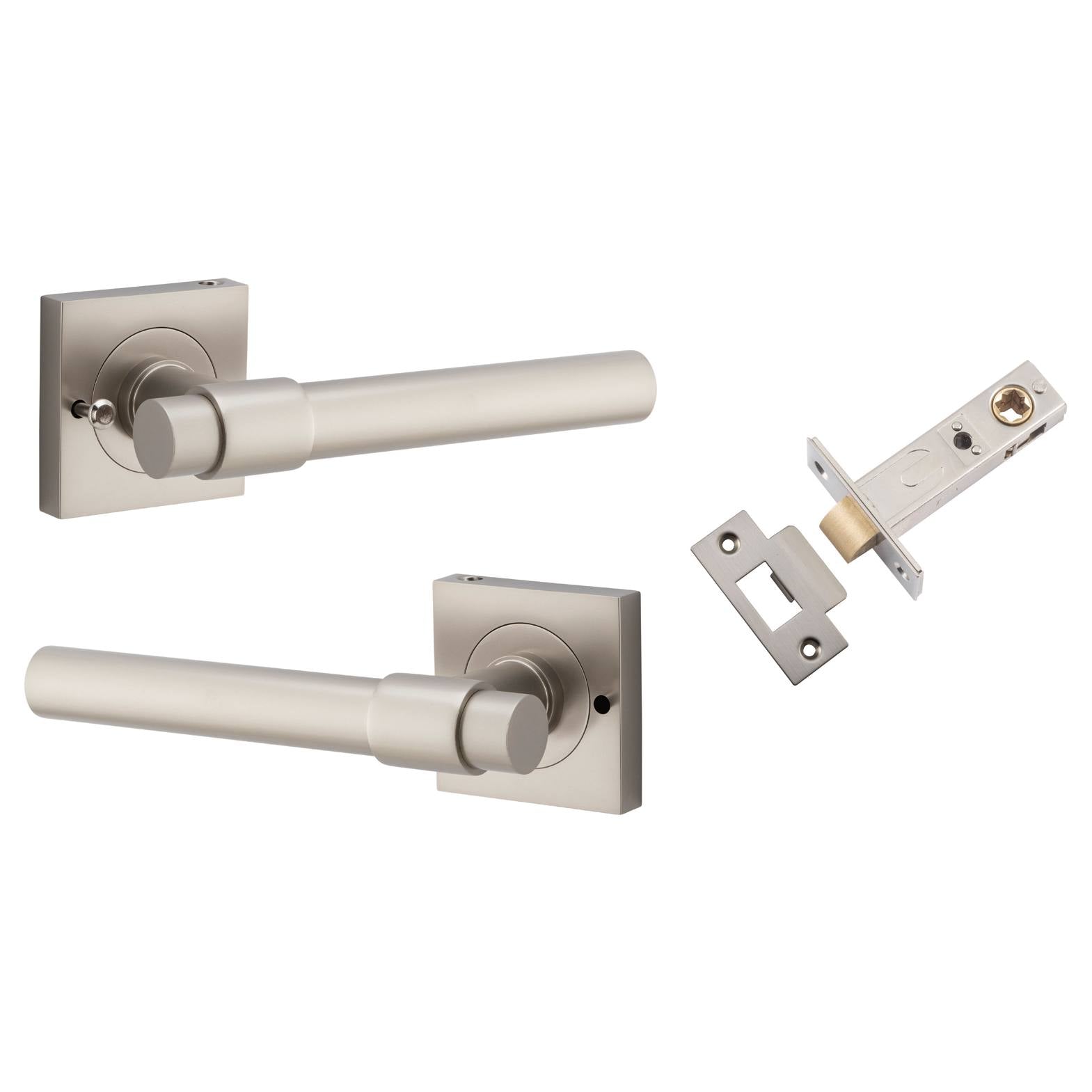 Helsinki Lever Square Rose (Inbuilt Privacy) Satin Nickel