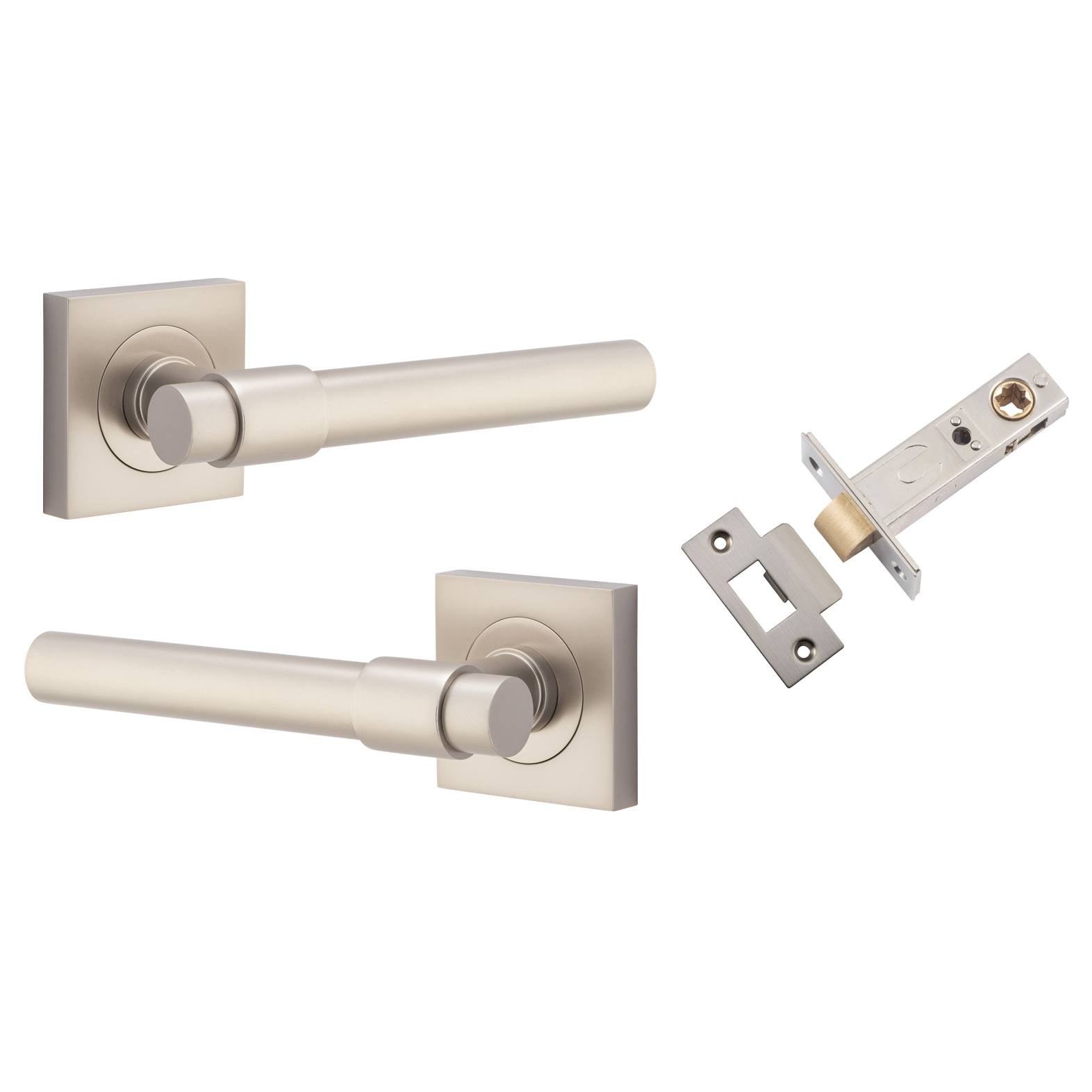 Helsinki Lever Square Rose Passage Kit Satin Nickel