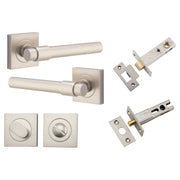 Helsinki Lever Square Rose Privacy Kit w Separate Privacy Turn Satin Nickel