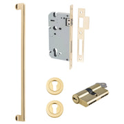 Baltimore Pull Handle 600mm Entrance Kit w Separate High Security Lock Polished Brass