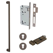 Baltimore Pull Handle 600mm Entrance Kit w Separate High Security Lock Signature Brass