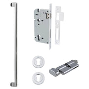 Baltimore Pull Handle 600mm Entrance Kit w Separate High Security Lock Polished Chrome