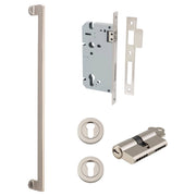 Baltimore Pull Handle 600mm Entrance Kit w Separate High Security Lock Satin Nickel