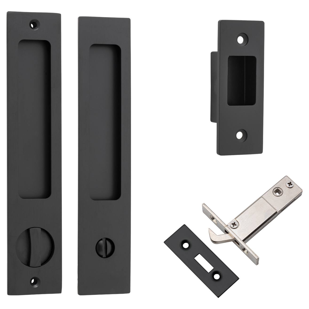 Rectangular Sliding Door Pull Privacy Kit with Privacy Turn Matt Black