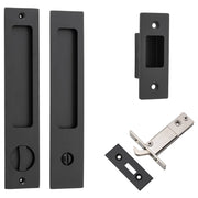 Rectangular Sliding Door Pull Privacy Kit with Privacy Turn Matt Black