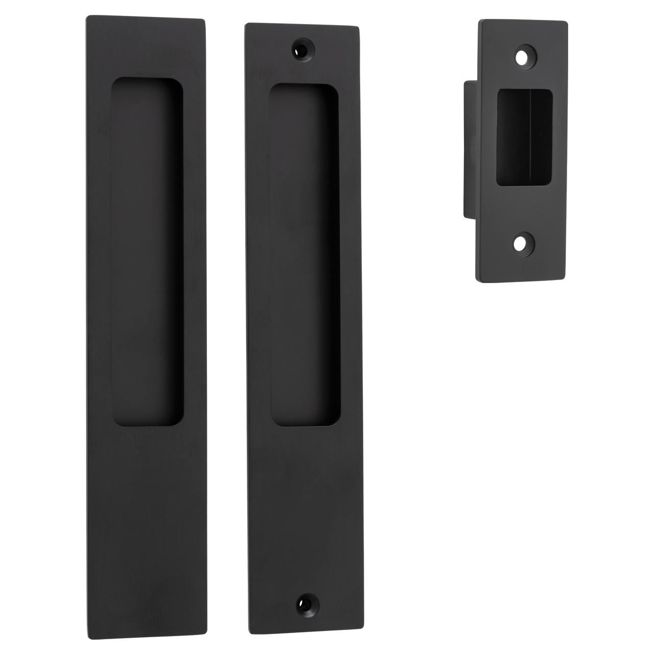 Rectangular Sliding Door Pull Passage Kit Matt Black