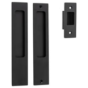 Rectangular Sliding Door Pull Passage Kit Matt Black