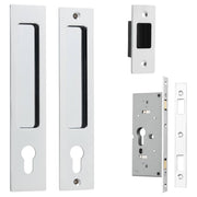 Rectangular Sliding Door Pull Entrance Kit with High Security Lock Polished Chrome