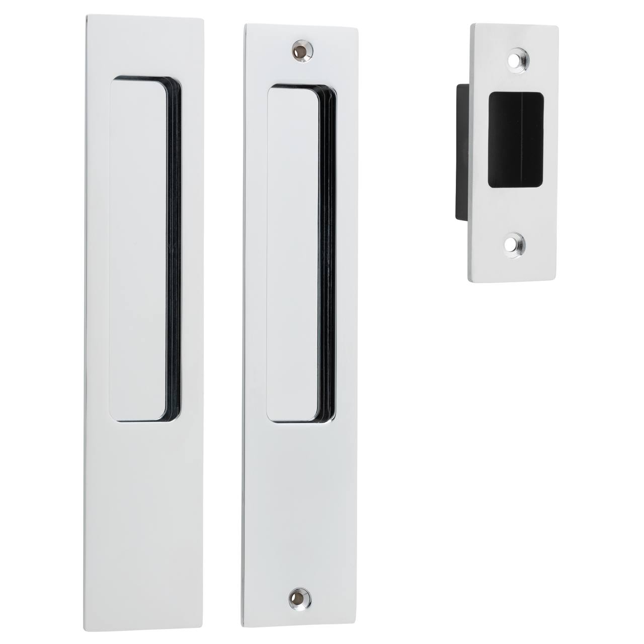 Rectangular Sliding Door Pull Passage Kit Polished Chrome