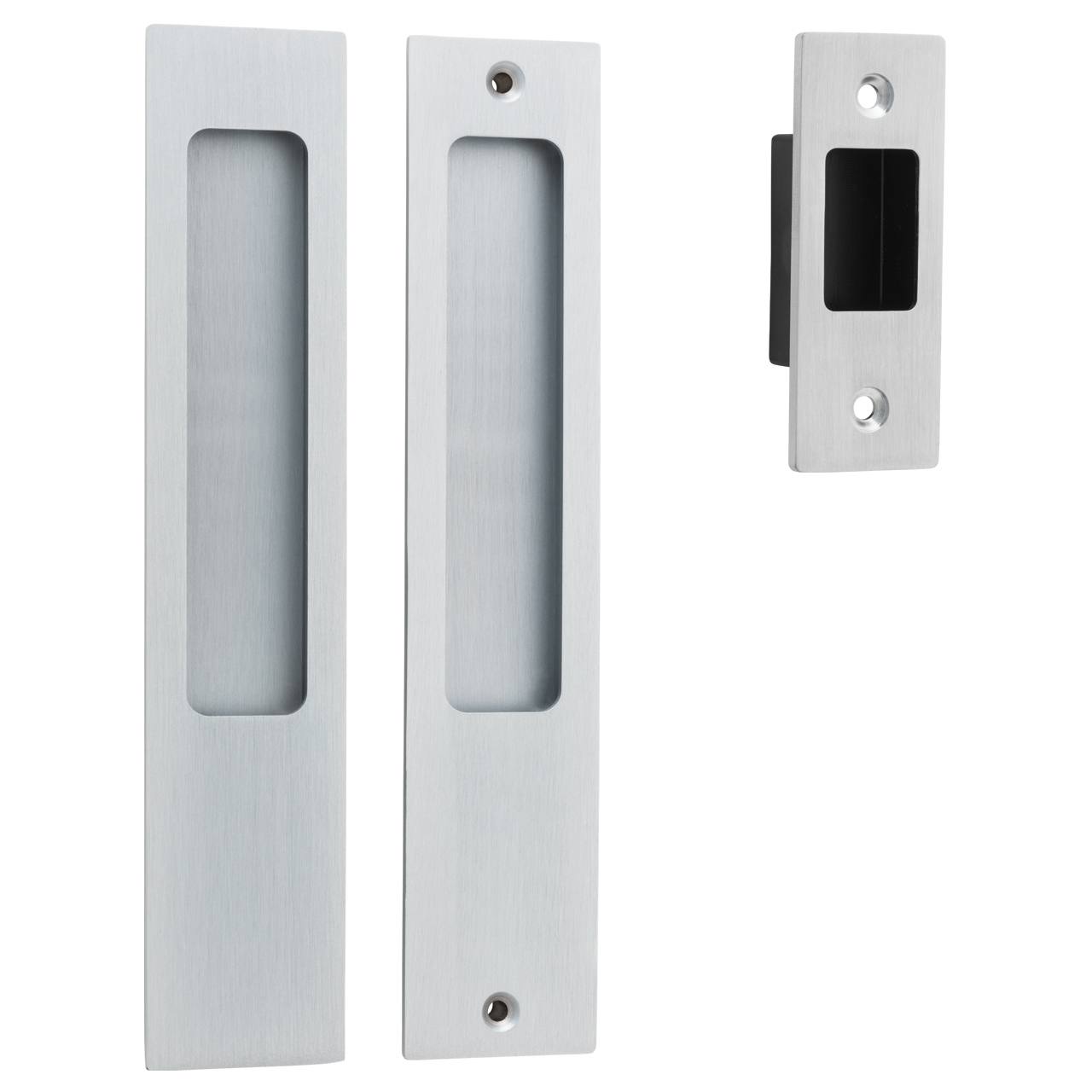 Rectangular Sliding Door Pull Passage Kit Brushed Chrome