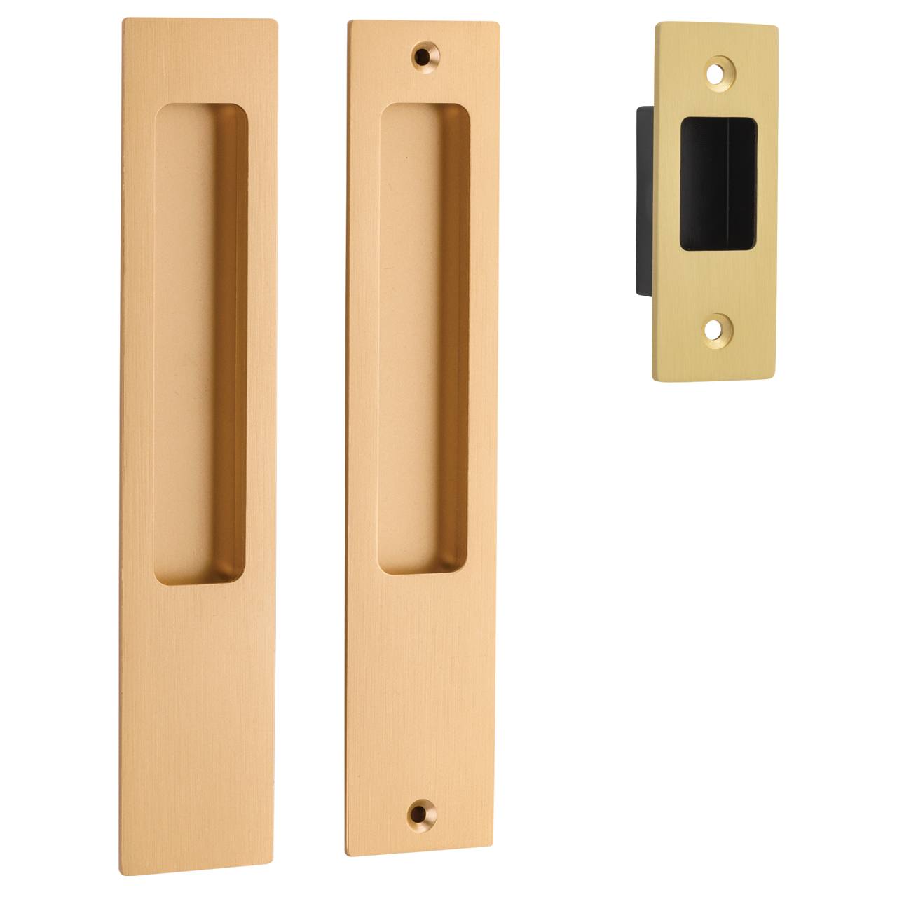 Rectangular Sliding Door Pull Passage Kit Brushed Brass