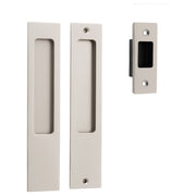Rectangular Sliding Door Pull Passage Kit Satin Nickel