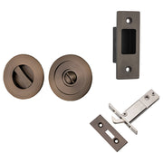 Round Sliding Door Pull Privacy Kit with Inbuilt Privacy Turn Signature Brass