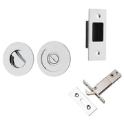 Round Sliding Door Pull Privacy Kit with Inbuilt Privacy Turn Polished Chrome
