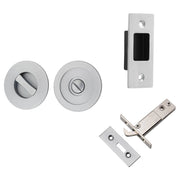 Round Sliding Door Pull Privacy Kit with Inbuilt Privacy Turn Brushed Chrome
