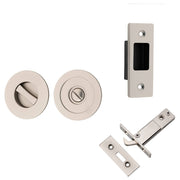 Round Sliding Door Pull Privacy Kit with Inbuilt Privacy Turn Satin Nickel
