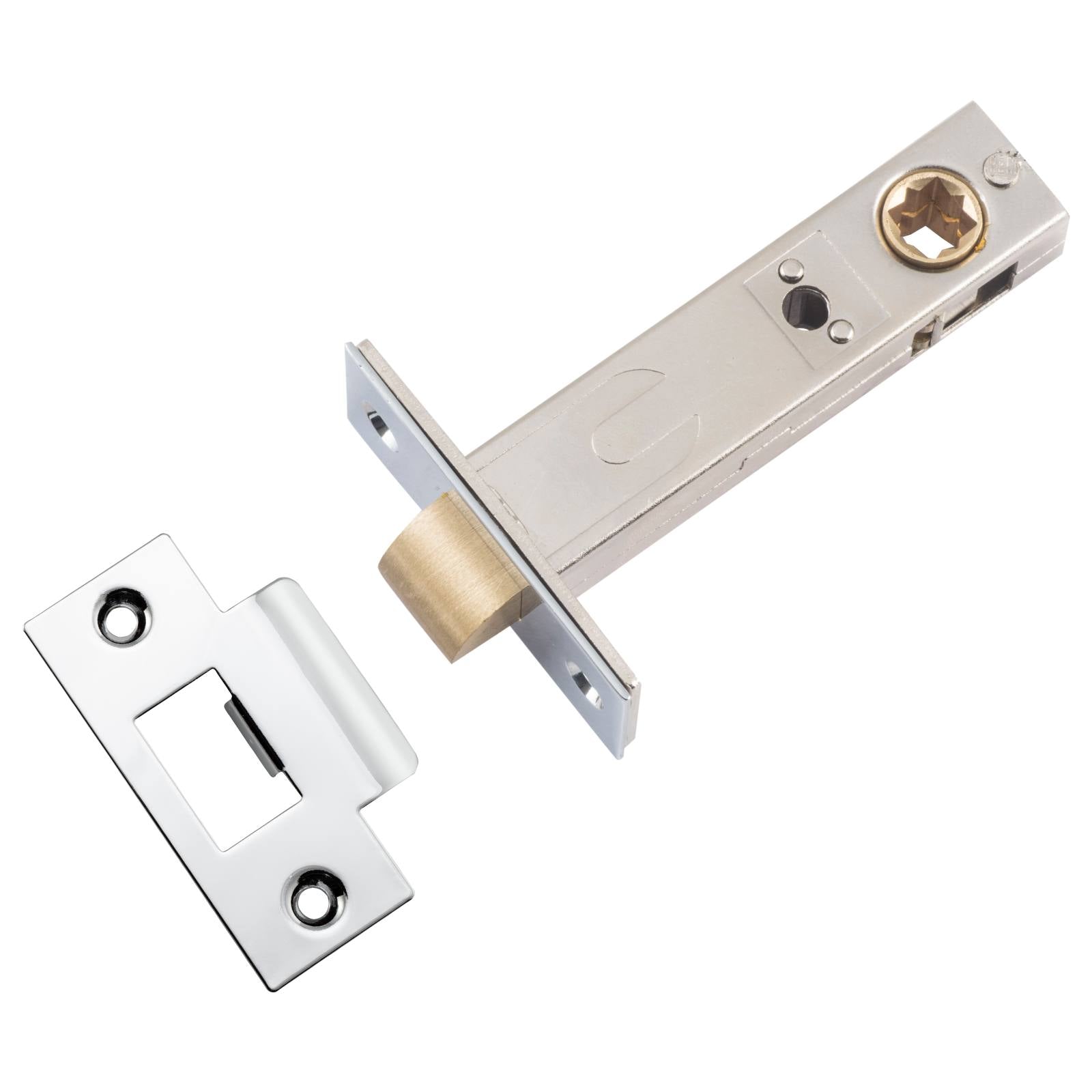 Iver Hard Sprung Split Cam Tube Latch 70mm Backset, Polished Chrome