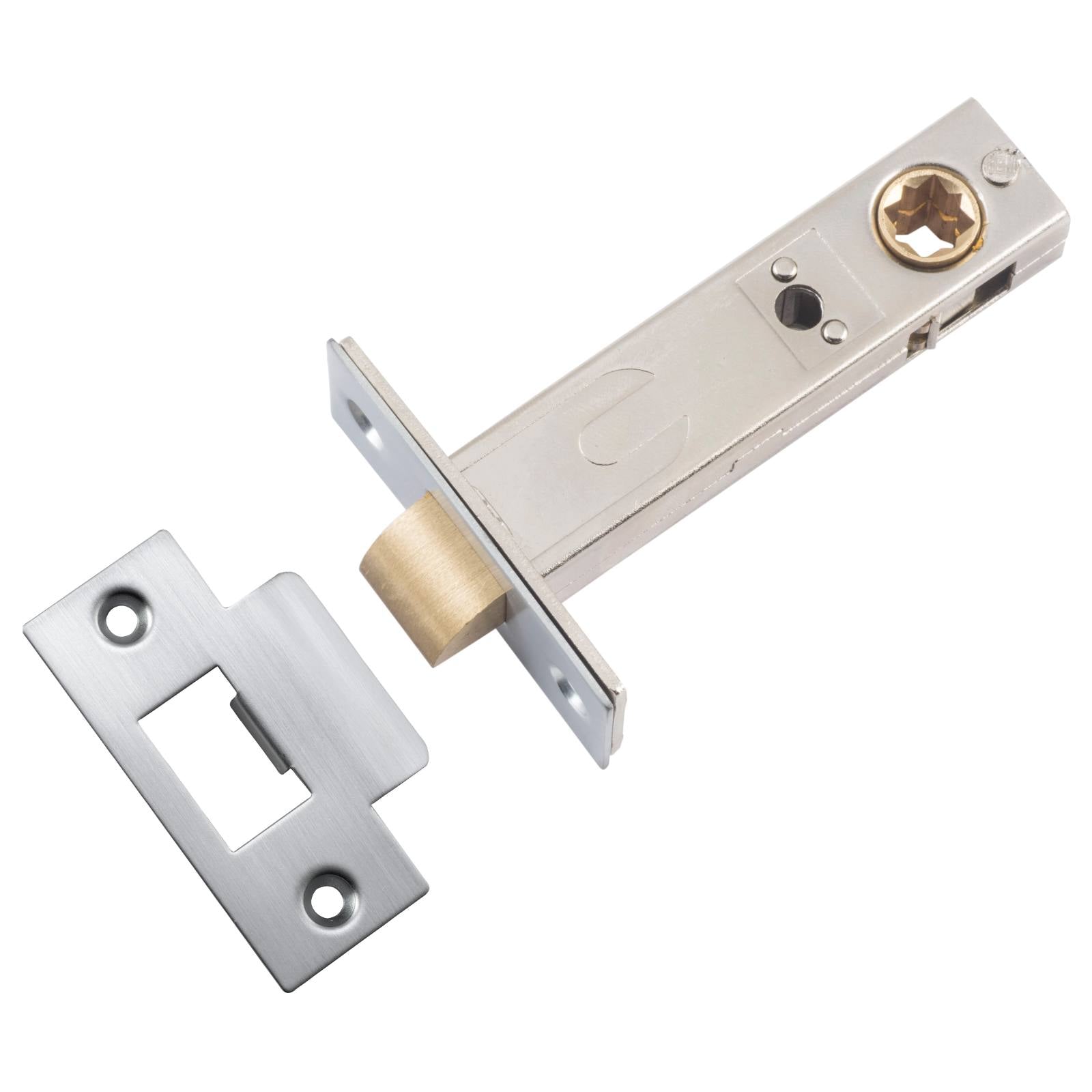 Iver Hard Sprung Split Cam Tube Latch 70mm Backset, Brushed Chrome