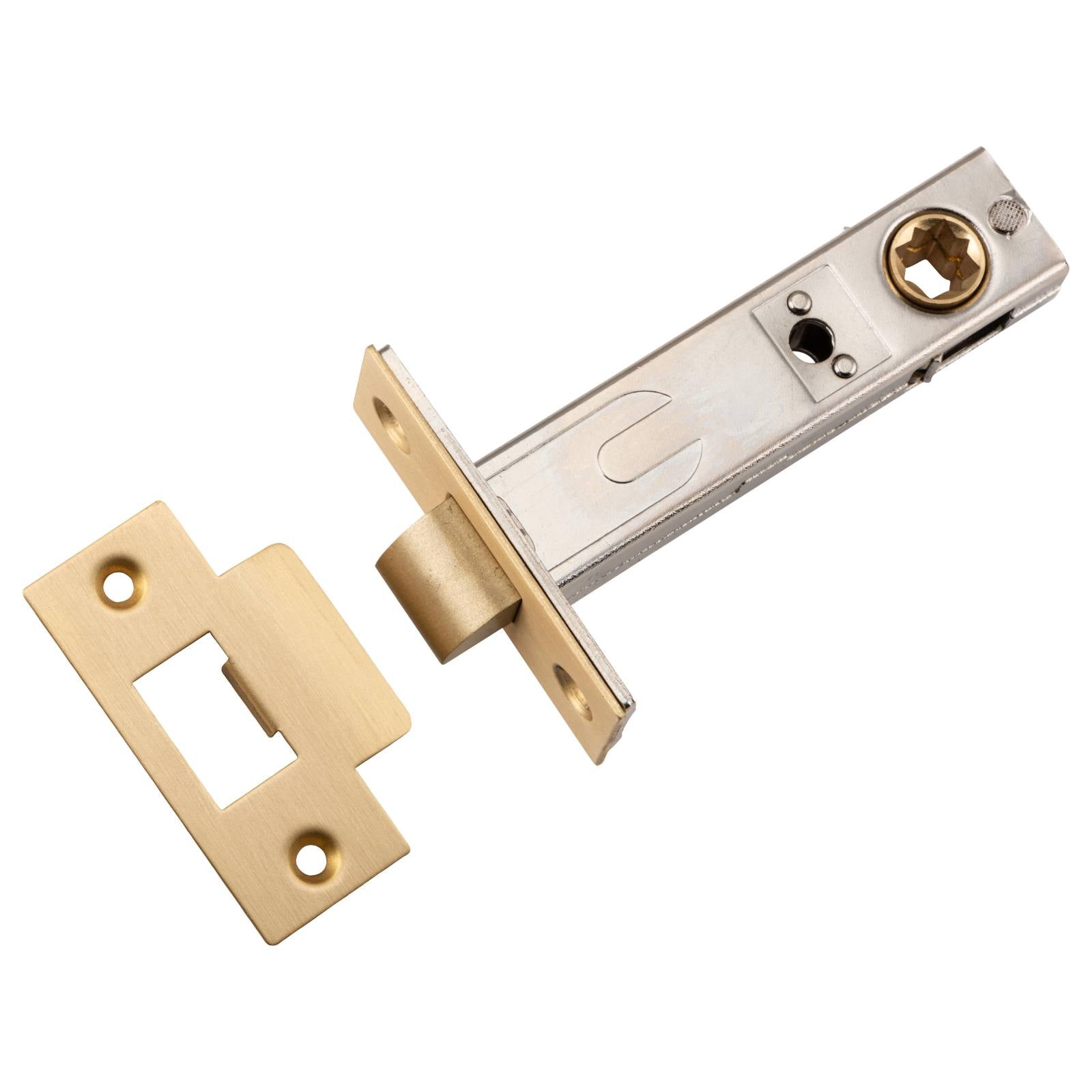 Iver Hard Sprung Split Cam Tube Latch 70mm Backset, Brushed Brass