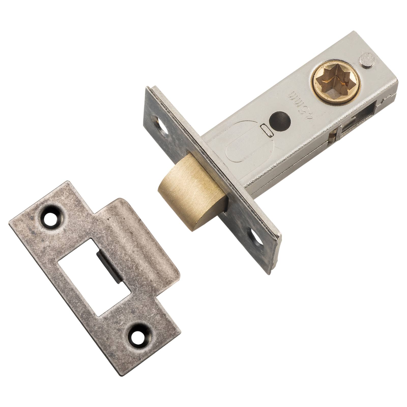 Iver Hard Sprung Split Cam Tube Latch 45mm Backset, Distressed Nickel