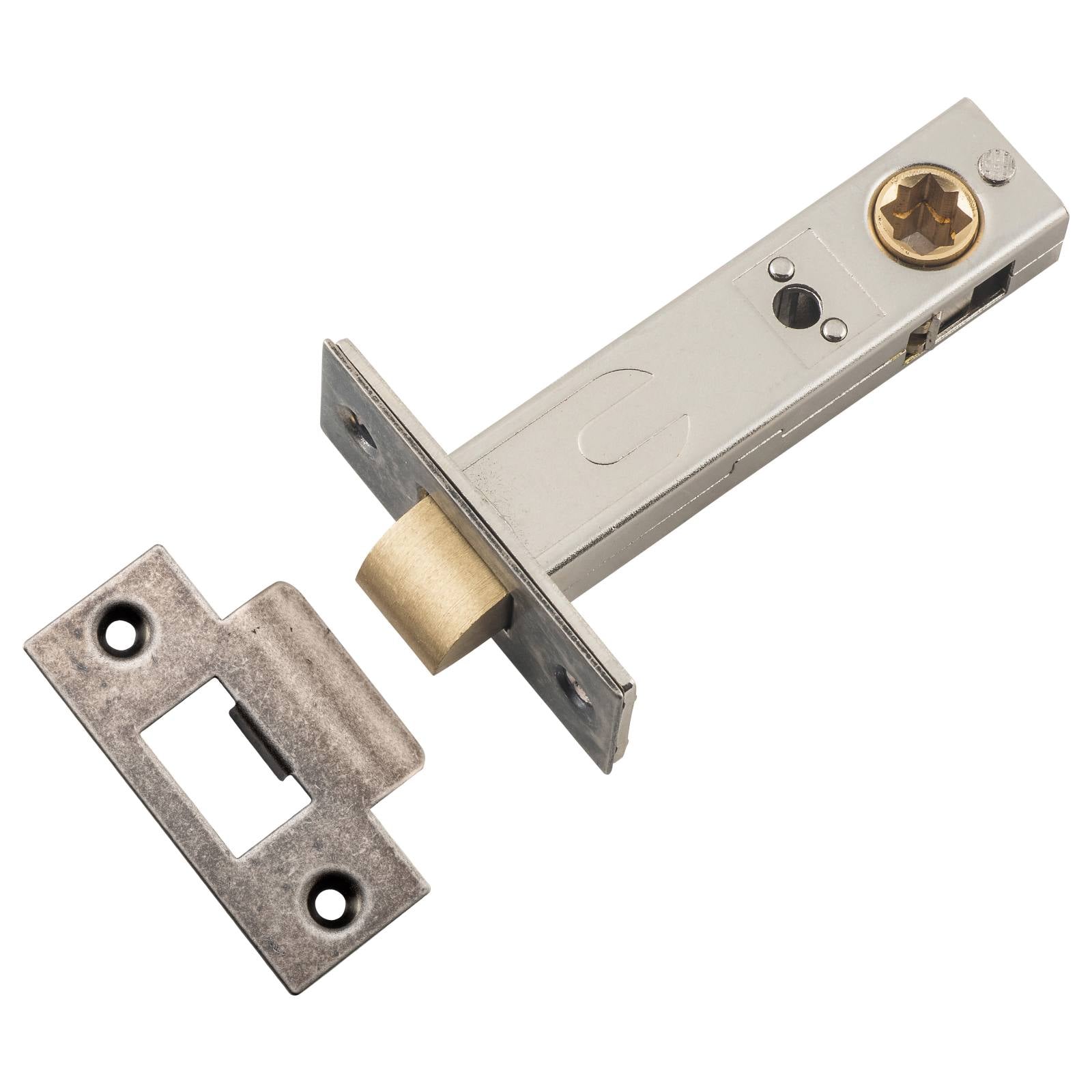 Iver Hard Sprung Split Cam Tube Latch 70mm Backset, Distressed Nickel