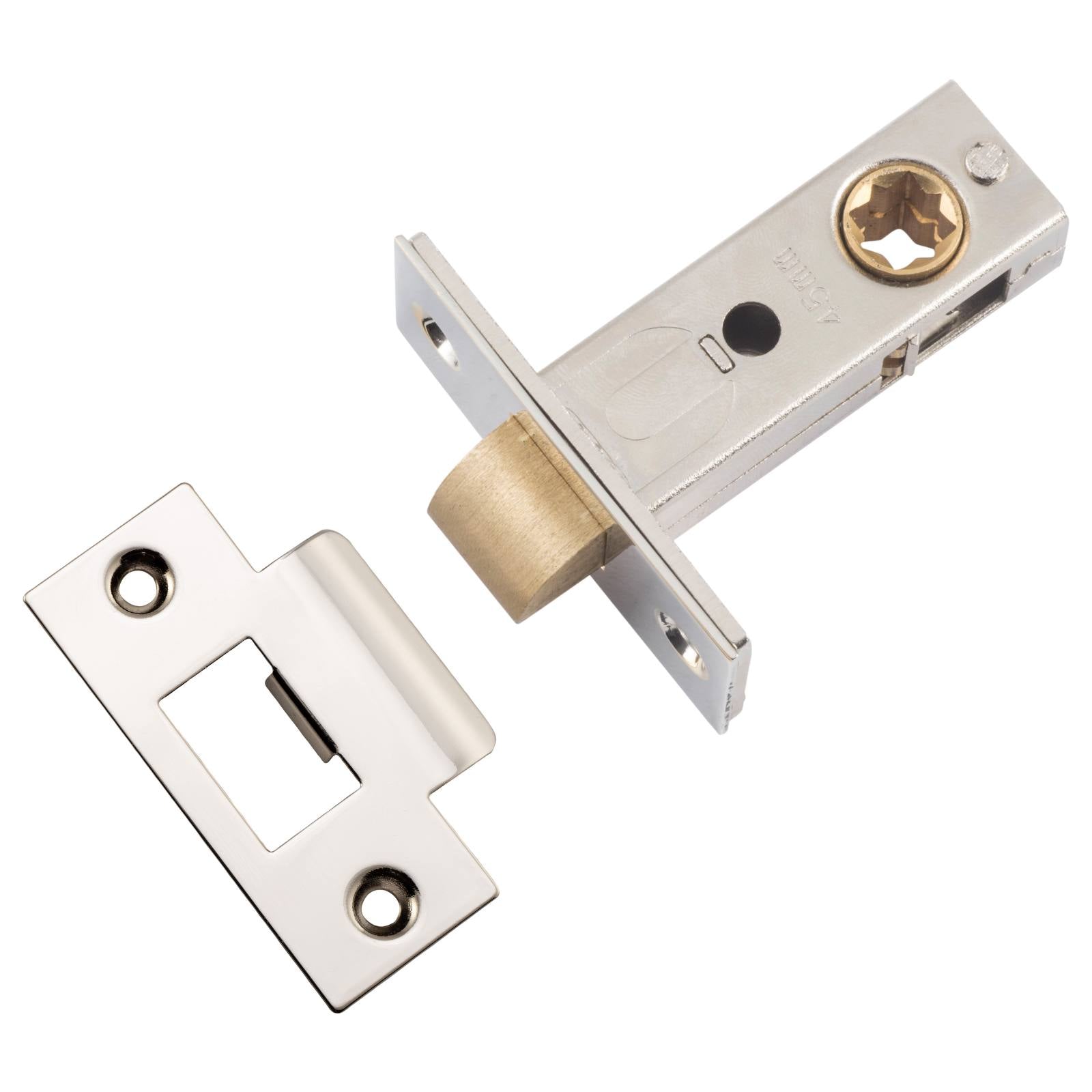 Iver Hard Sprung Split Cam Tube Latch 45mm Backset, Polished Nickel