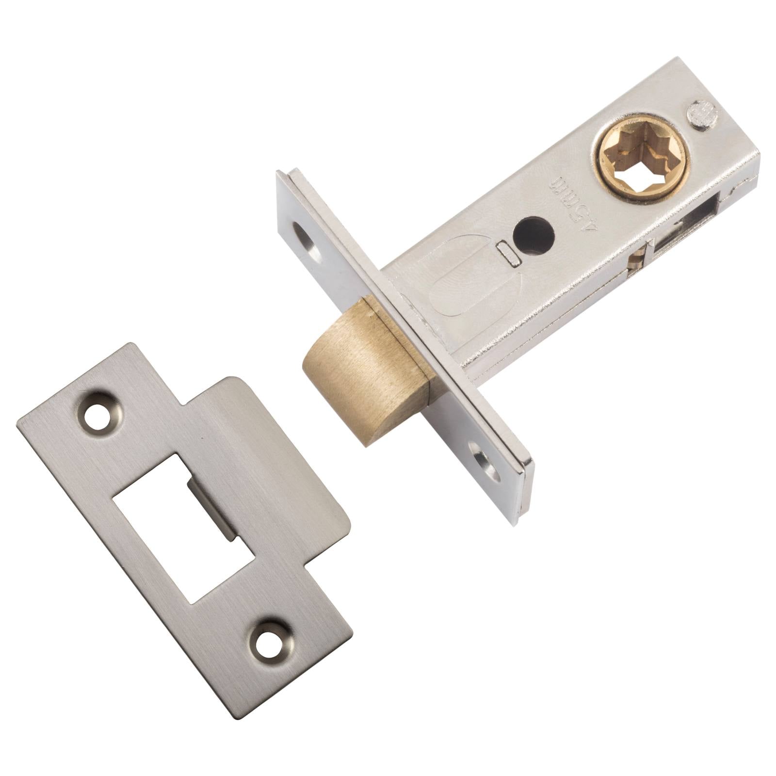 Iver Hard Sprung Split Cam Tube Latch 45mm Backset, Satin Nickel