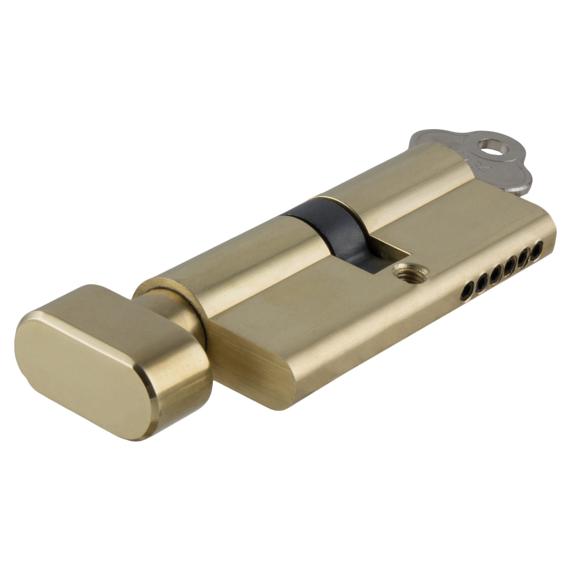 Euro Cylinder Key/Thumb 5 Pin 65mm, Polished Brass