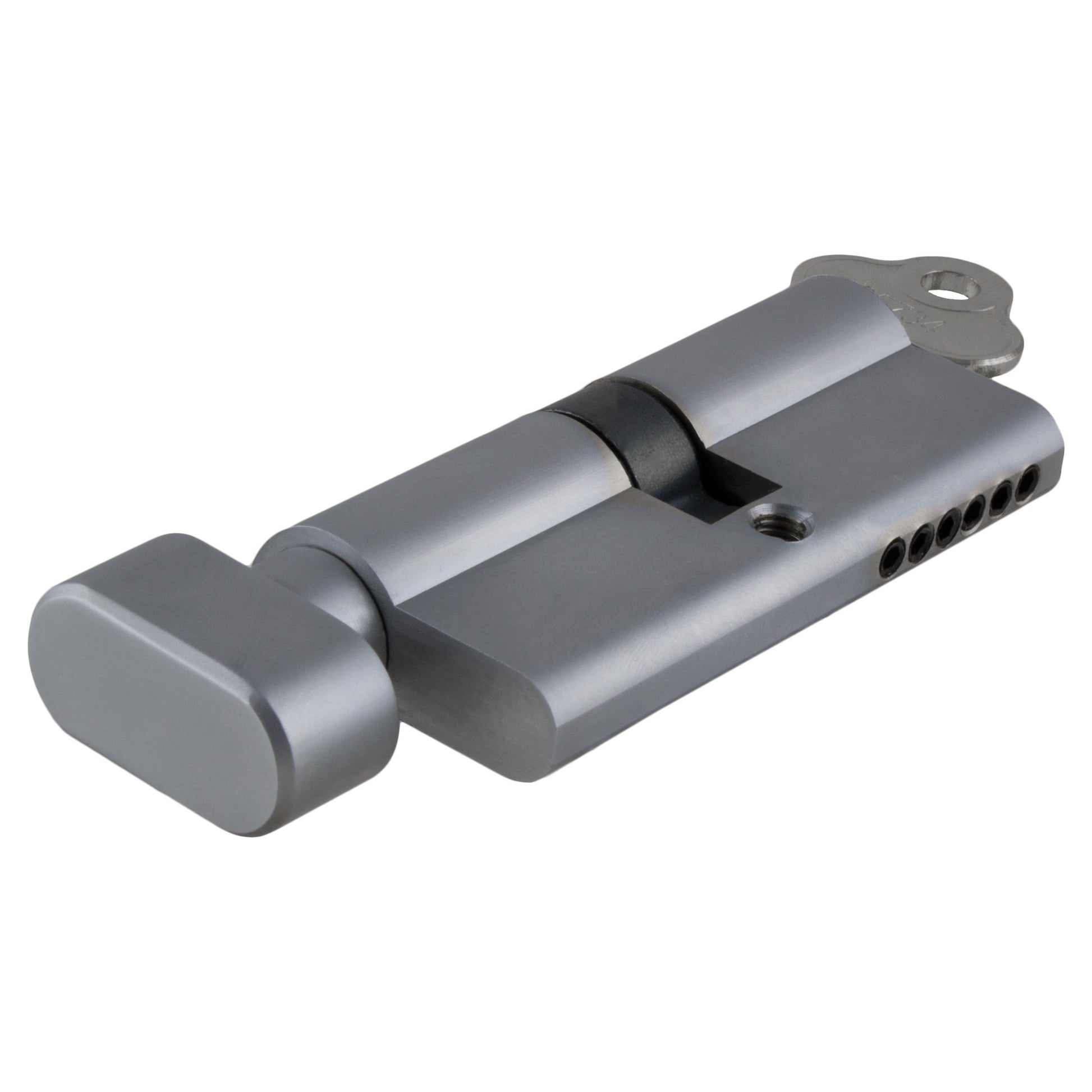 Euro Cylinder Key Thumb 6 Pin KA1, Brushed Chrome