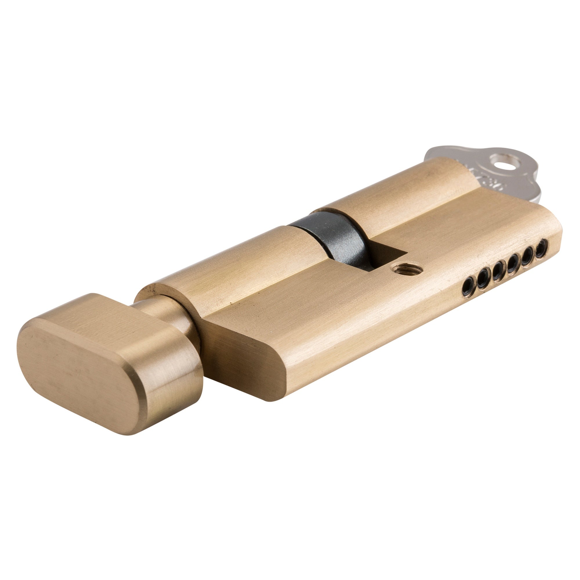 Euro Cylinder Key Thumb 6 Pin, Brushed Brass