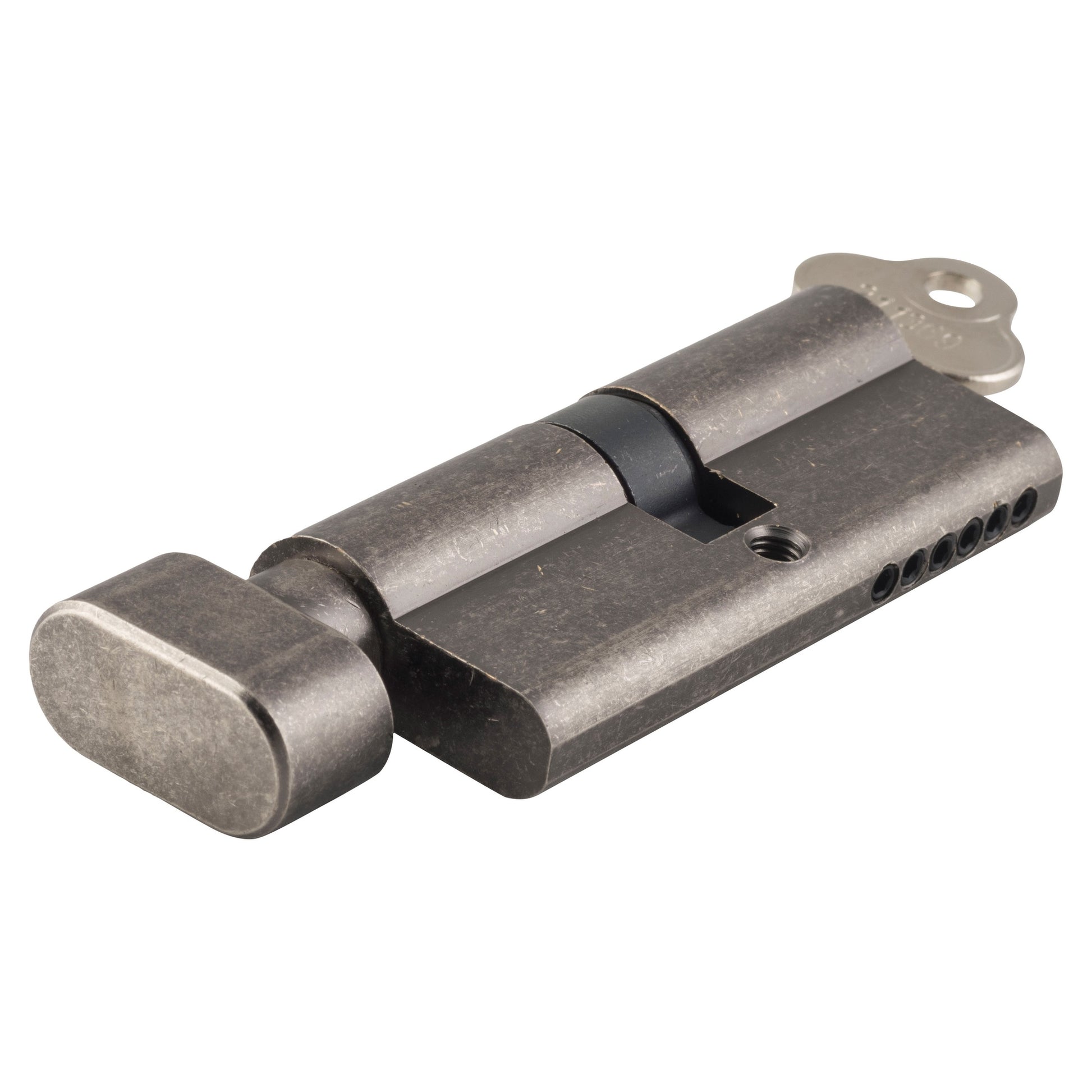 Euro Cylinder Key Thumb 6 Pin, Distressed Nickel