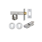 Euro Mortice Deadbolt Kit 70mm Backset w Round Euro Escutcheon Key/Key, Brushed Chrome