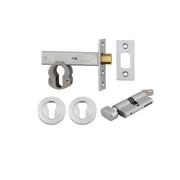 Euro Mortice Deadbolt Kit 70mm Backset w Round Euro Escutcheon Key/Thumb, Brushed Chrome