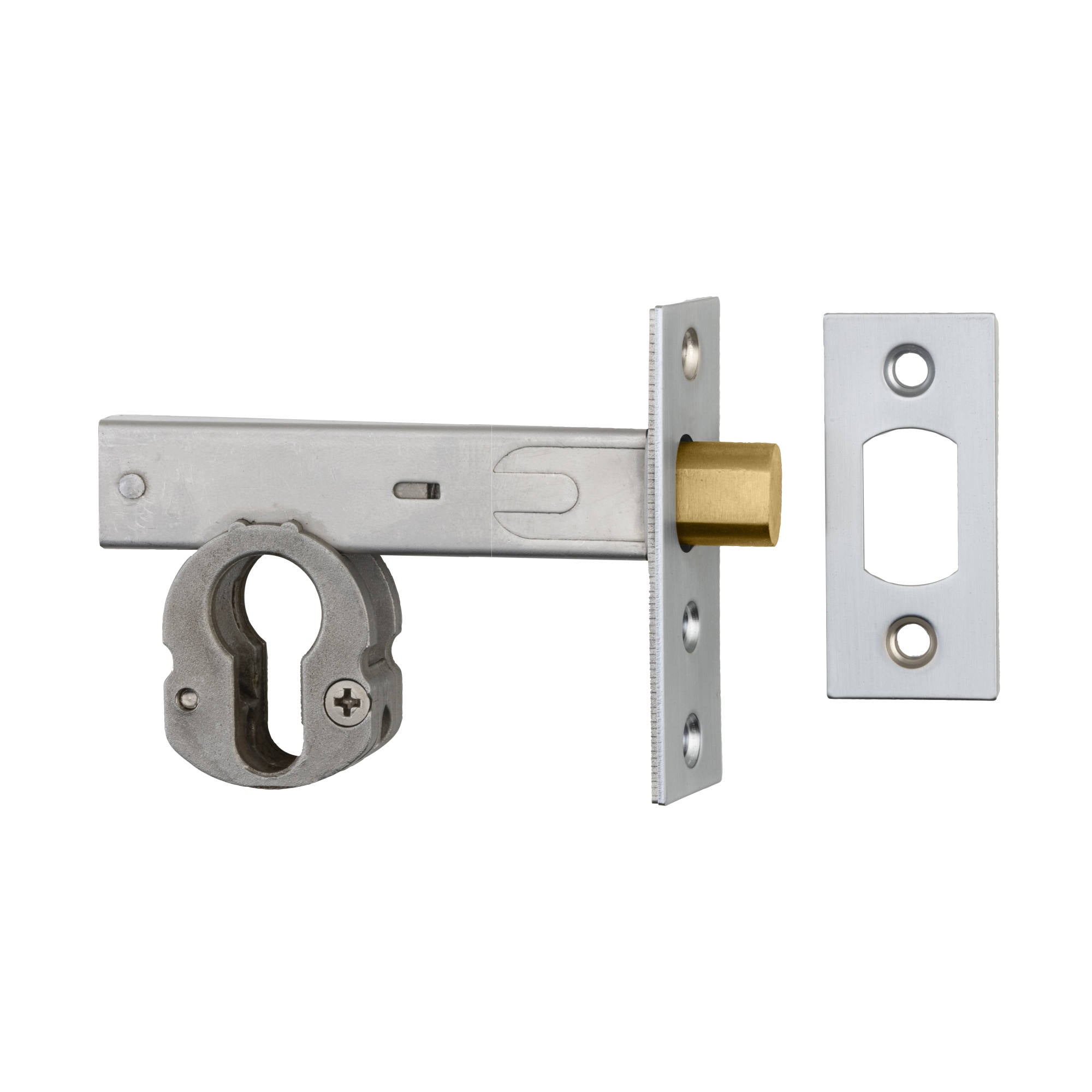 Euro Mortice Deadbolt 70mm Backset, Brushed Chrome