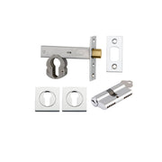 Euro Mortice Deadbolt Kit 70mm Backset w Square Euro Escutcheon Key/Key, Polished Chrome