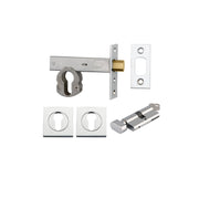 Euro Mortice Deadbolt Kit 70mm Backset w Square Euro Escutcheon Key/Thumb, Polished Chrome