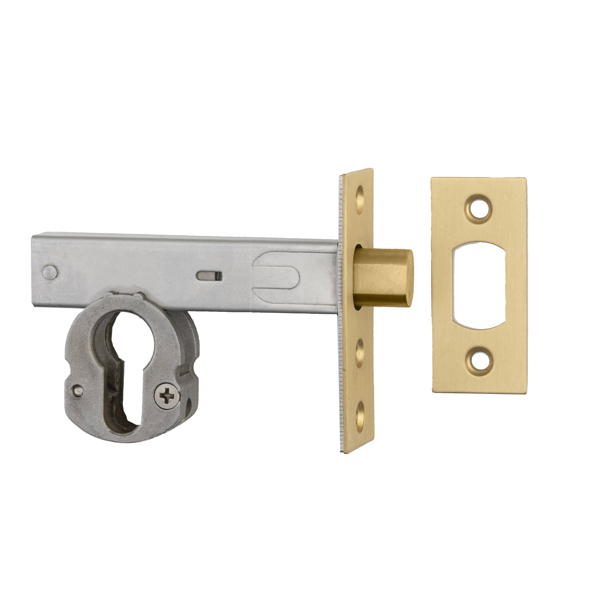 Euro Mortice Deadbolt 70mm Backset, Brushed Brass