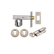 Euro Mortice Deadbolt Kit 70mm Backset w Round Euro Escutcheon Key/Thumb, Satin Nickel