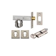 Euro Mortice Deadbolt Kit 70mm Backset w Square Euro Escutcheon Key/Thumb, Satin Nickel
