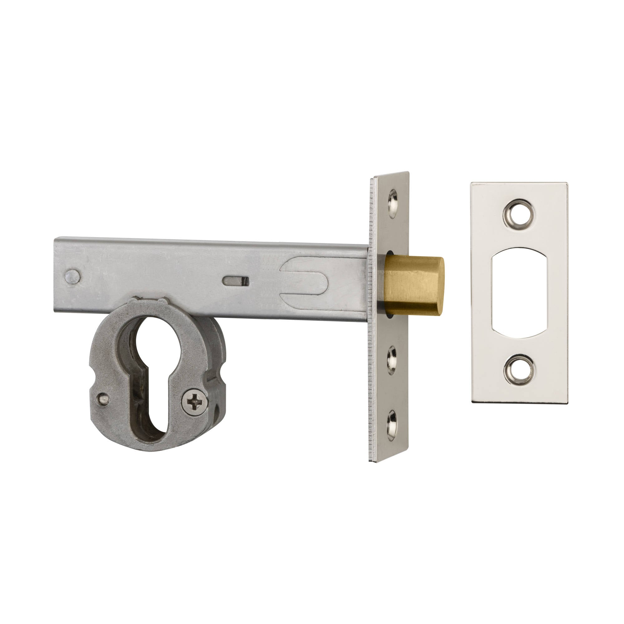Euro Mortice Deadbolt 70mm Backset, Polished Nickel