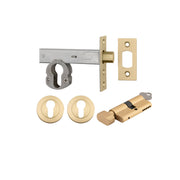 Euro Mortice Deadbolt Kit 70mm Backset w Round Euro Escutcheon Key/Thumb, Brushed Gold PVD