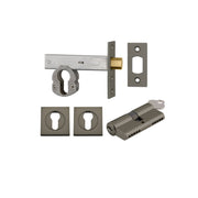 Euro Mortice Deadbolt Kit 70mm Backset w Square Euro Escutcheon Key/Key, Graphite PVD